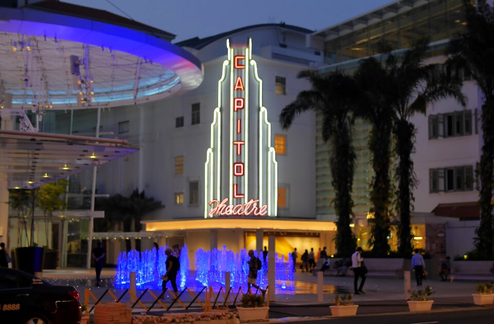 Illuminated building outdoors
