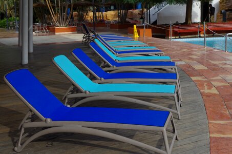 Deck-chairs sun loungers holiday photo