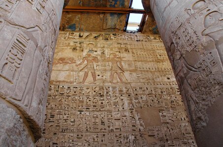 Temple hieroglyphs color photo