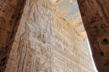 Temple hieroglyphs color photo