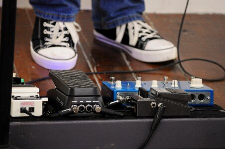 Guitar music pedal board photo