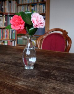 Background wooden table glass vase