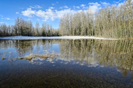 Snow melt hay field nature
