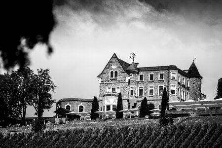 Panorama building black and white photography