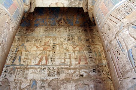 Temple hieroglyphs color photo