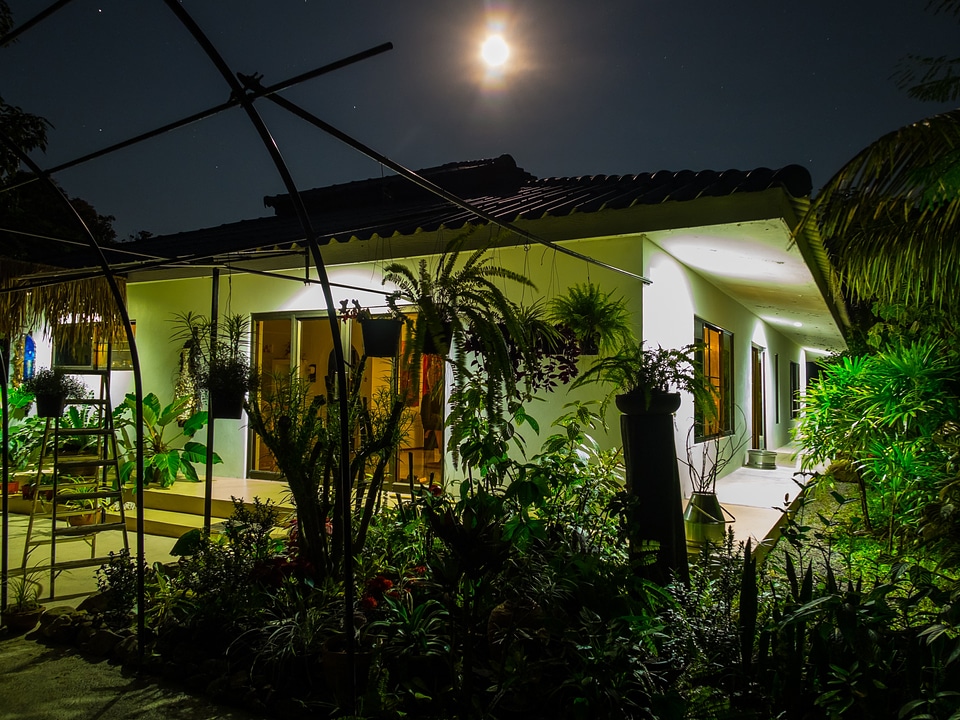 Night photograph single family home holiday house
