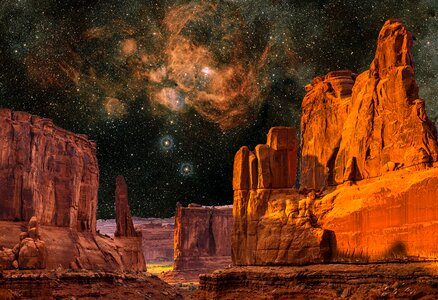 Canyon starry sky sandstone photo