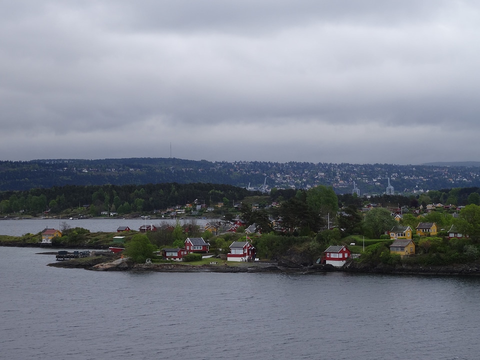 Town sea sky