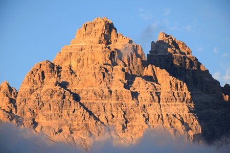 Rock landscape of the three peaks of lavaredo dolomites photo