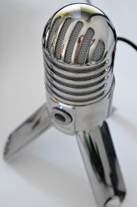Shiny metallic microphone photo