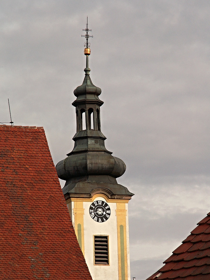 Architecture cross church clock