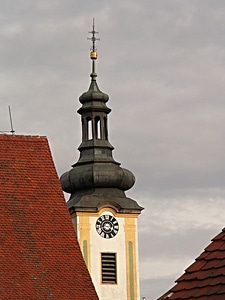 Architecture cross church clock