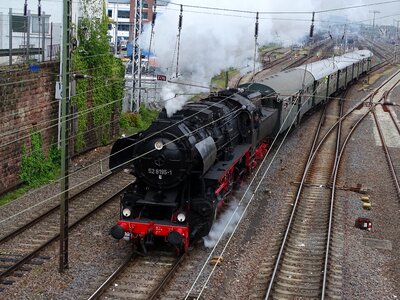 Railway line transport system steam locomotive