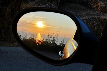 Vehicle side mirror sea photo