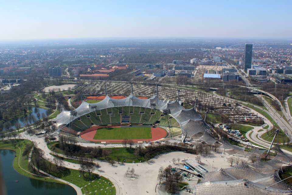 Aerial view waters olympic park