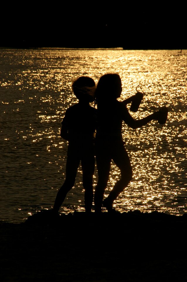 Children evening sun play