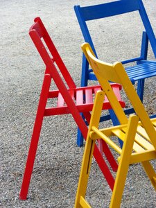 Colors folding chairs sit photo