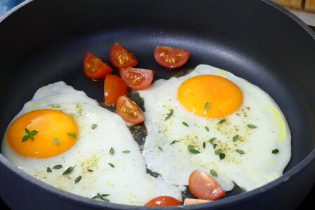 Tomato breakfast fried eggs photo