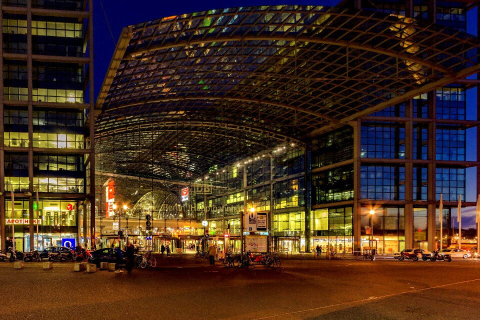 Night photograph berlin central station photo
