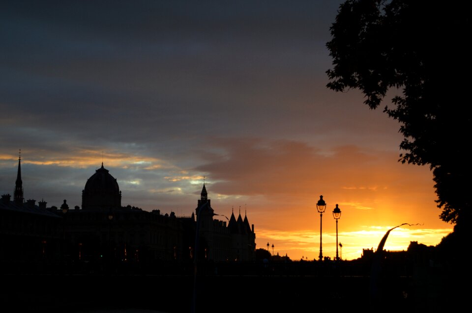 Backlight sunset city