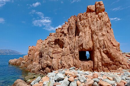 Red rocks cliff sea photo