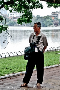Old man vietnamese hanoi photo