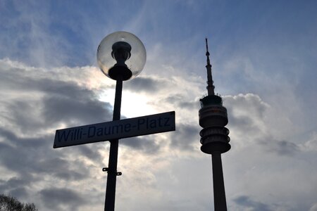 Tv tower silhouette street lamp