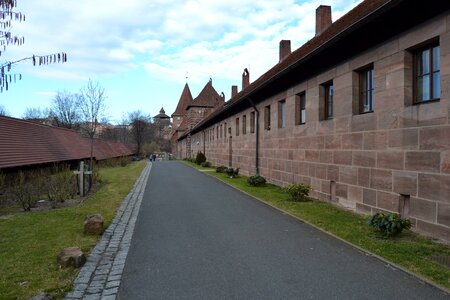 Brick stone built house passage photo