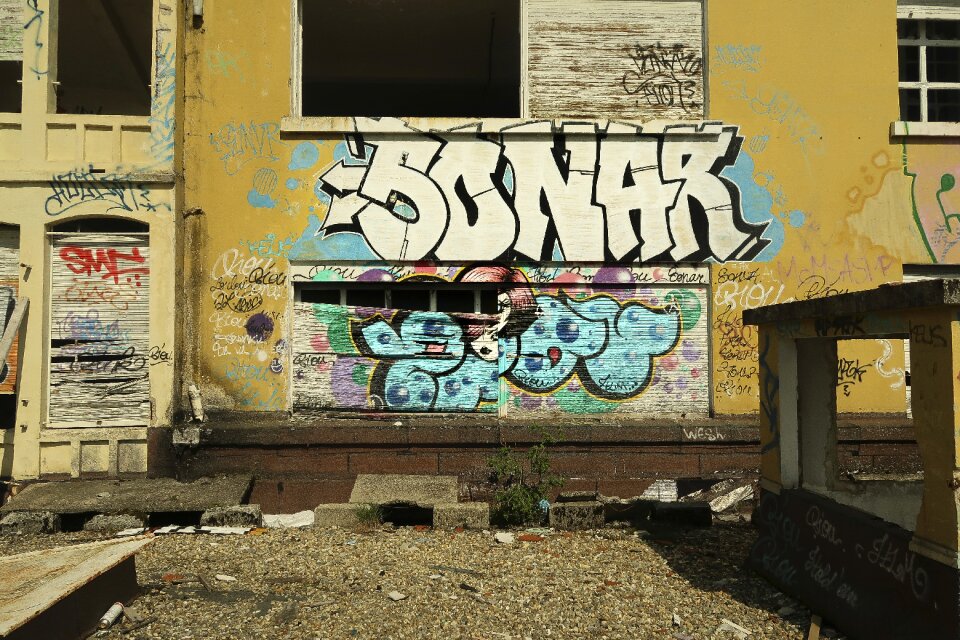 Building industrial wasteland street art