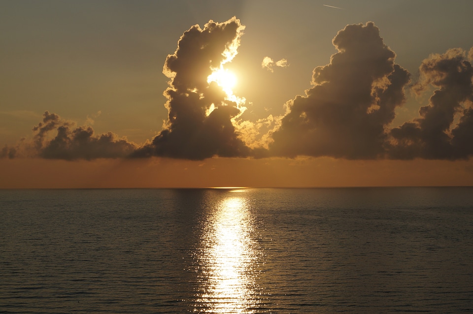 Evening sun water evening sky