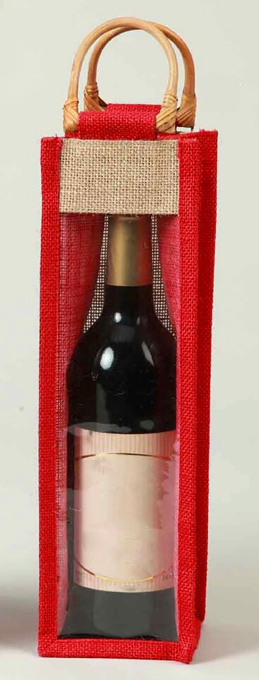 Jute promotional bag jute see through bottle bag