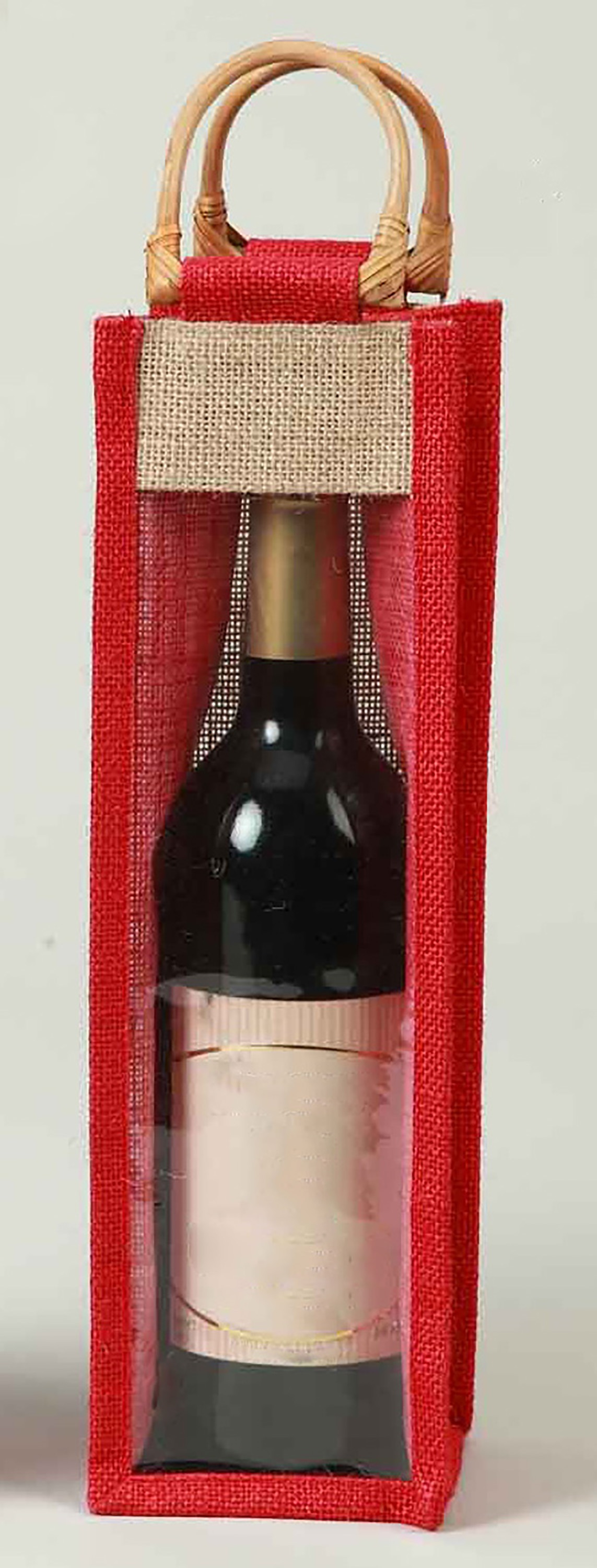 Jute promotional bag jute see through bottle bag