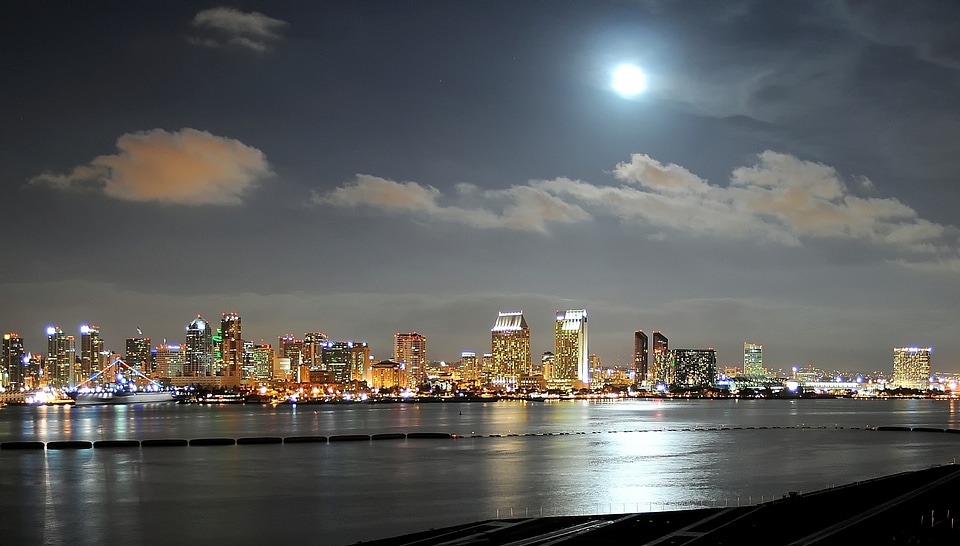 Evening moon city photo