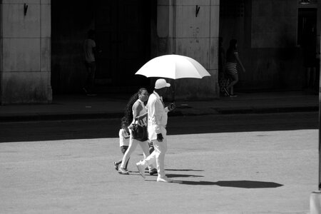 Family plaza black and white photo