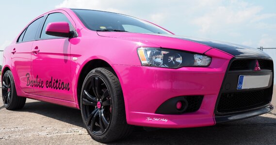 Automobile pink car barbie car