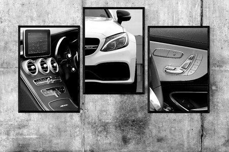 Picture frames black and white mercedes-benz photo
