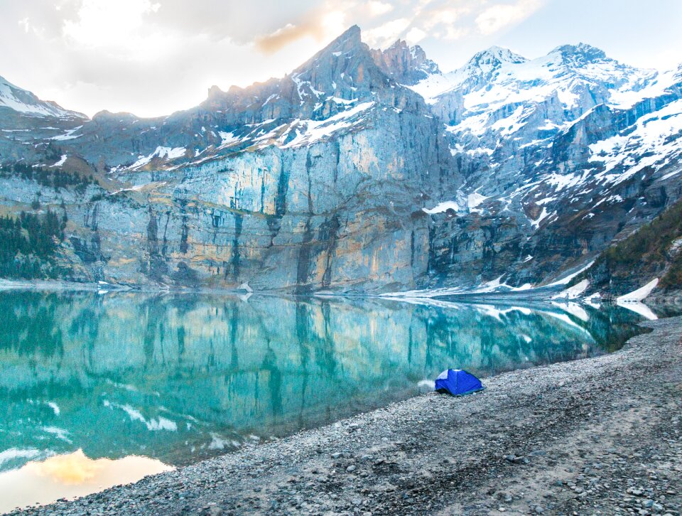 Mirroring mountains camping