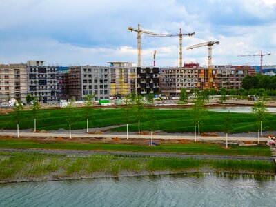 Building housebuilding crane photo