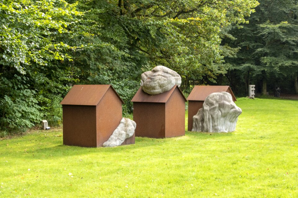 Concrete houses grass