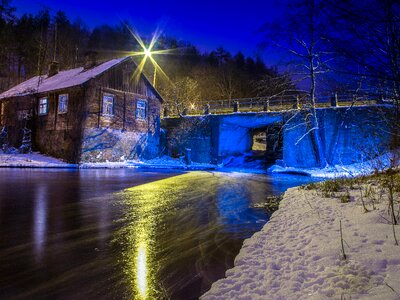 Blue winter bridge photo