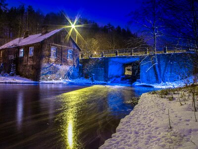 Blue winter bridge