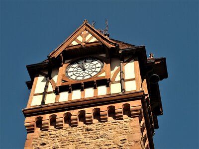 Architecture blue clock photo