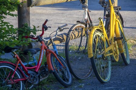 Colorful bike wheel cycling city photo