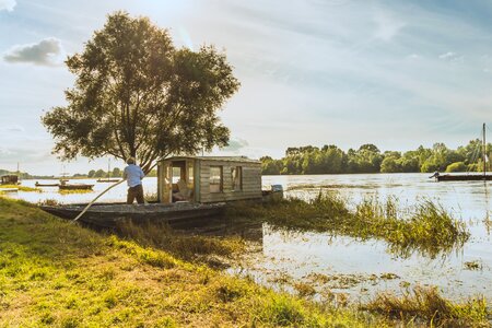 Houseboat sky water