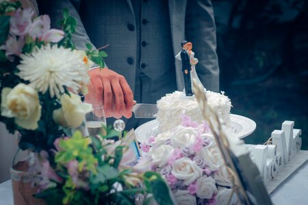 Cutting the wedding cake love bride photo