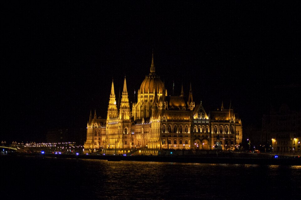 Hungarian parliament building capital in the evening photo