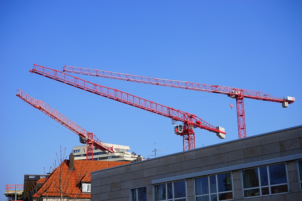 Construction work red laying out