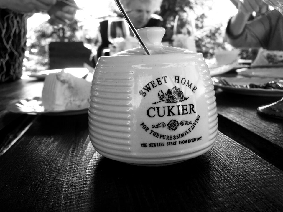 Coffee sugar bowl cutlery photo