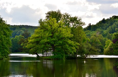 Greiz park lake swan house