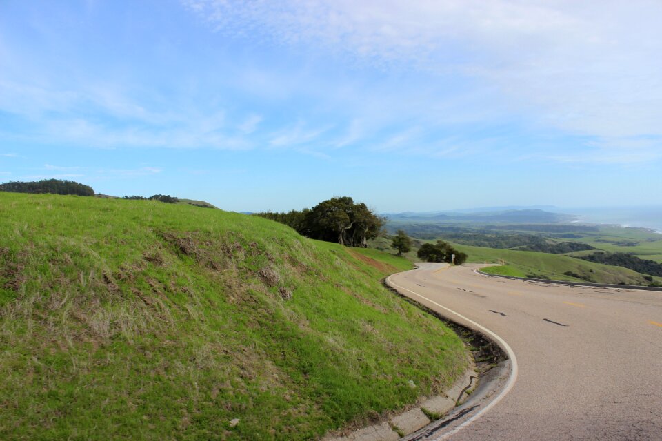 Coast line hilly road